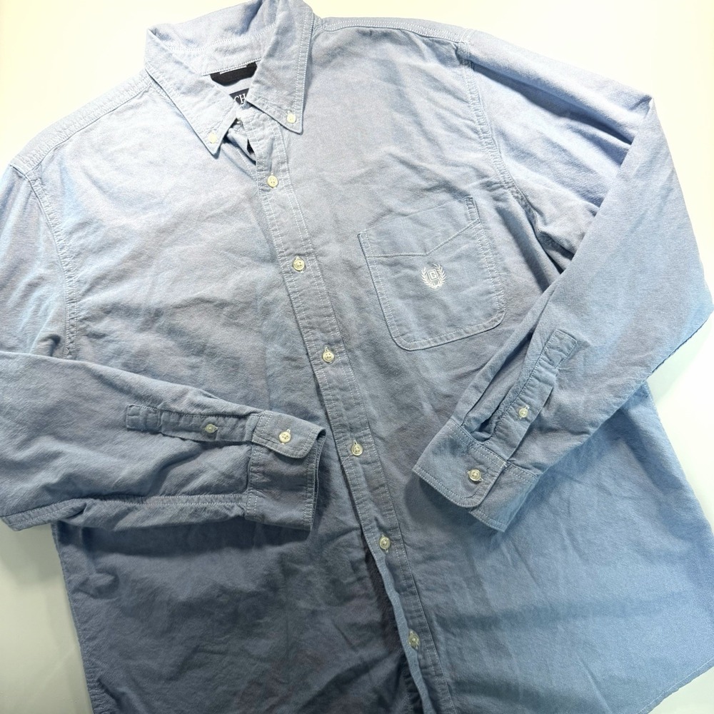 Chaps Men's Long‎ Sleeve Button Down Blue Oxford 100% Cotton XL